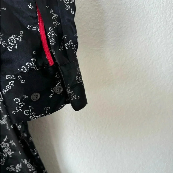 Equipment Natalia Tie Neck 100% Silk Black/White Floral Whimsical Tiered Dress - Picture 10 of 10